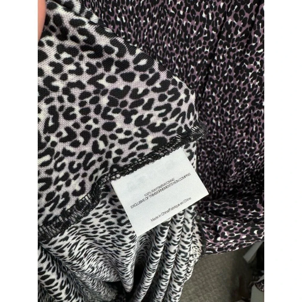 Tory Burch Women's Purple Black Animal Print Long Sleeve Dress Size XS